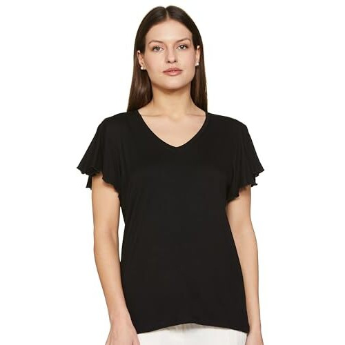 FYLTR Women's Regular Fit Blouse (FYLSS23WKT-005_Black Beauty