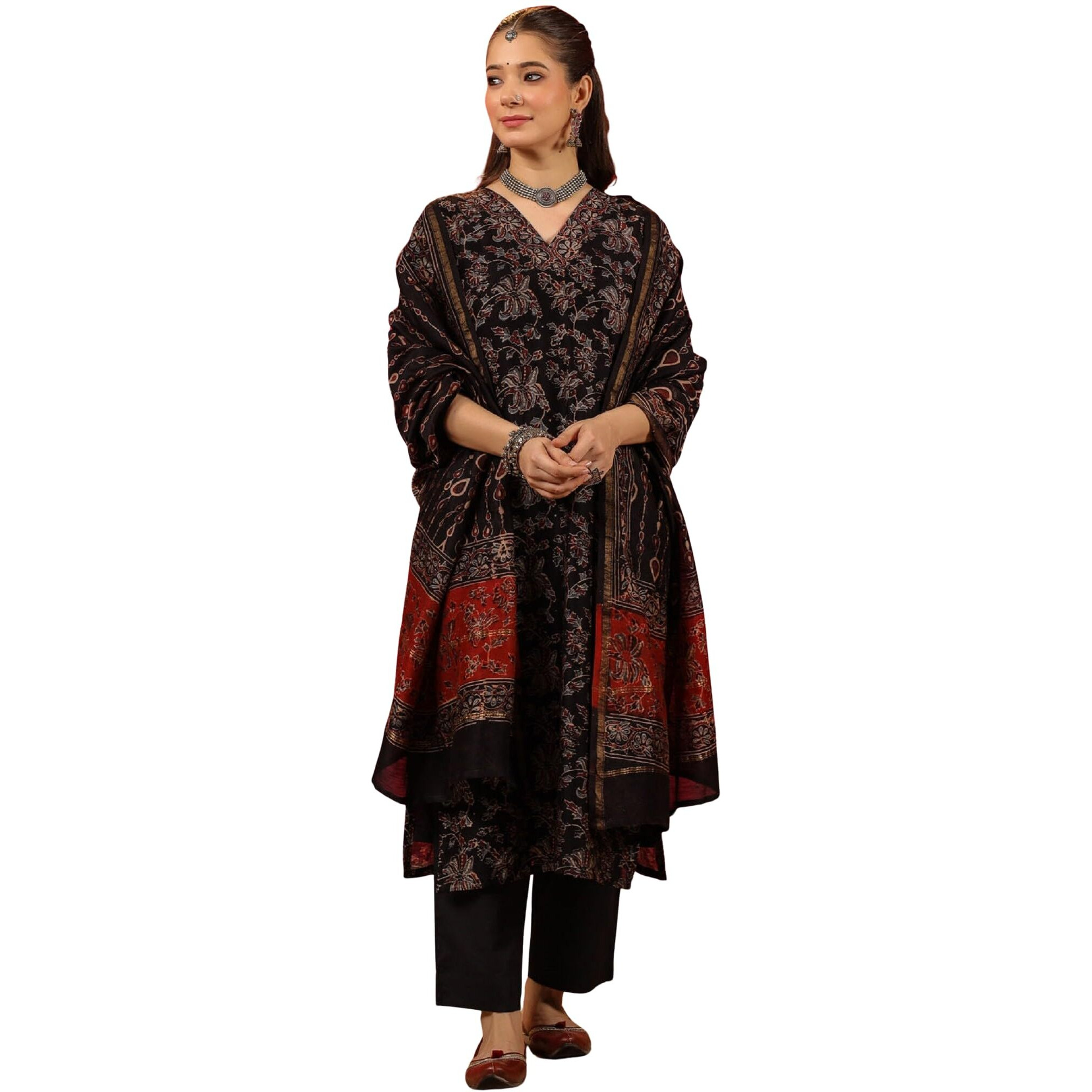 Kurta Set For Women || 3pic Kurta For Women (SSP-244-277-278) (Black, L)