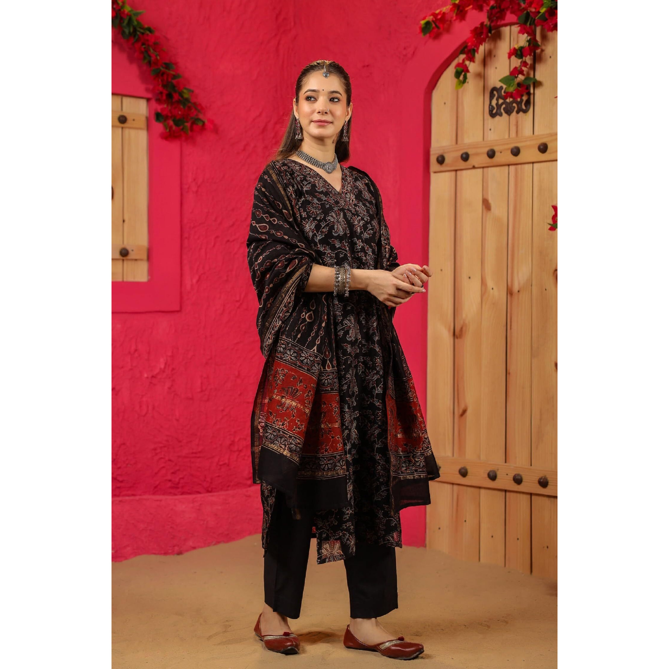 Kurta Set For Women || 3pic Kurta For Women (SSP-244-277-278) (Black, L)