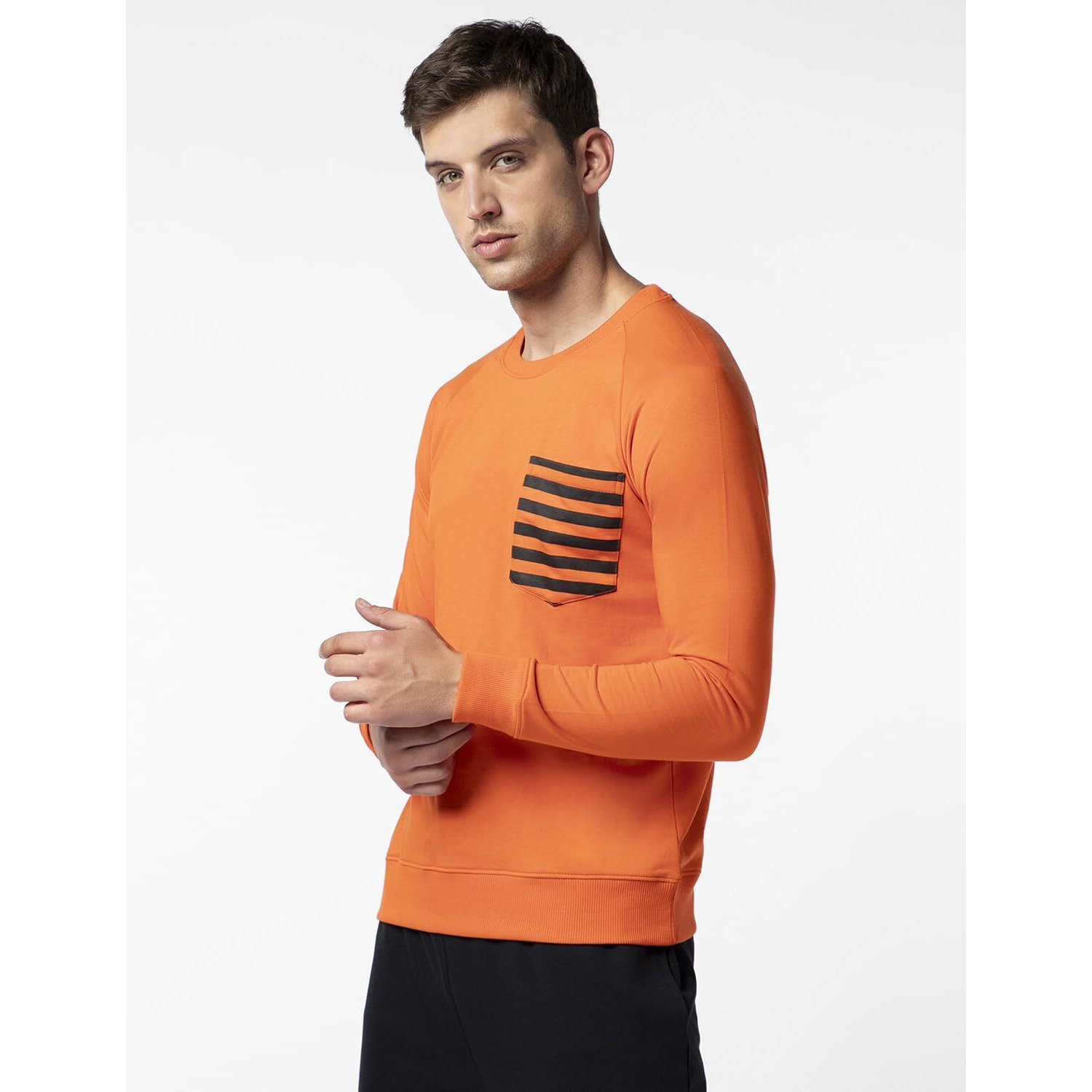 FYLTR Men's Casual Raglan Sleeve Sweatshirt with Pocket Detail - Full Sleeve | Rib Hem & Cuff | Casual Winterwear for Men