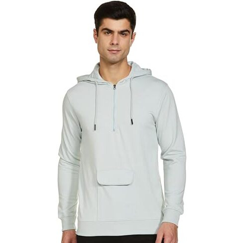 FYLTR Men's Casual Full Sleeve Hoodie with Drawstring - Half Zip Closure | Utility Pocket with Flap | Casual Winterwear for Men