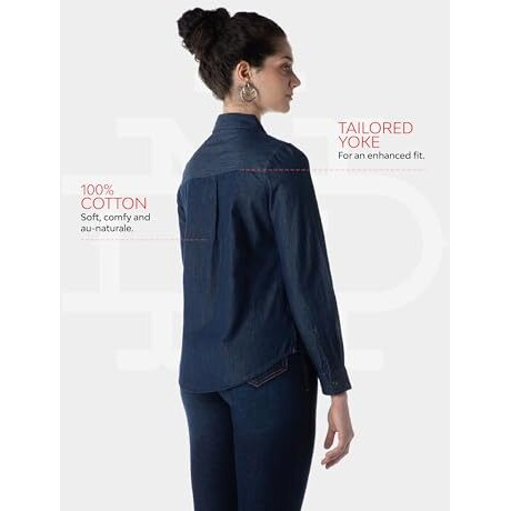 INKD Women's Regular Fit Shirt (INKAW23WSH-027_Deep Neptune