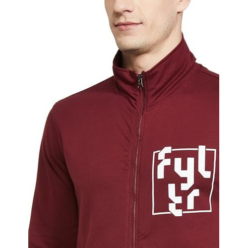 FYLTR Men's Casual Stand Collar Jacket With Rib Details - Full Zipper | Full Sleeve Branding | Casual Winterwear For Men