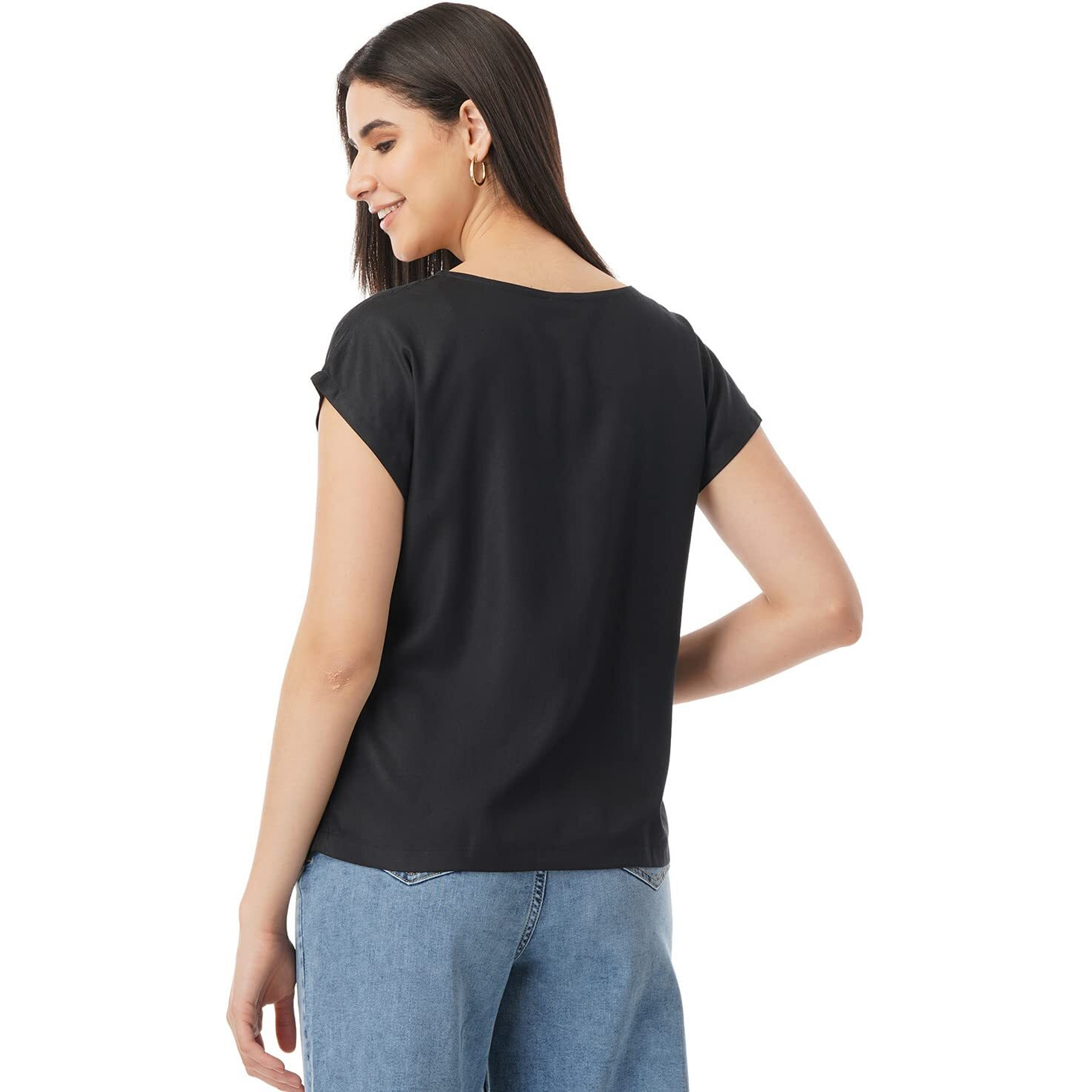 FYLTR Women's Solid Regular Fit Blouse (FYLSS23WB-019_Black Heart M)