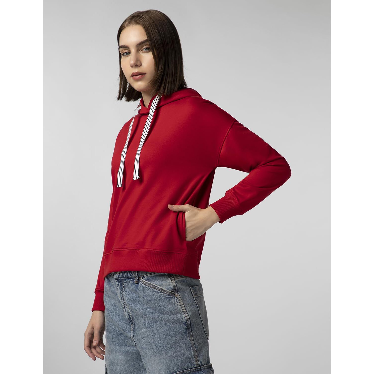 FYLTR Women's Casual Hoodie with Stripe Tape - Rib Hem & Cuff | Drop Shoulder | Casual Winterwear for Women