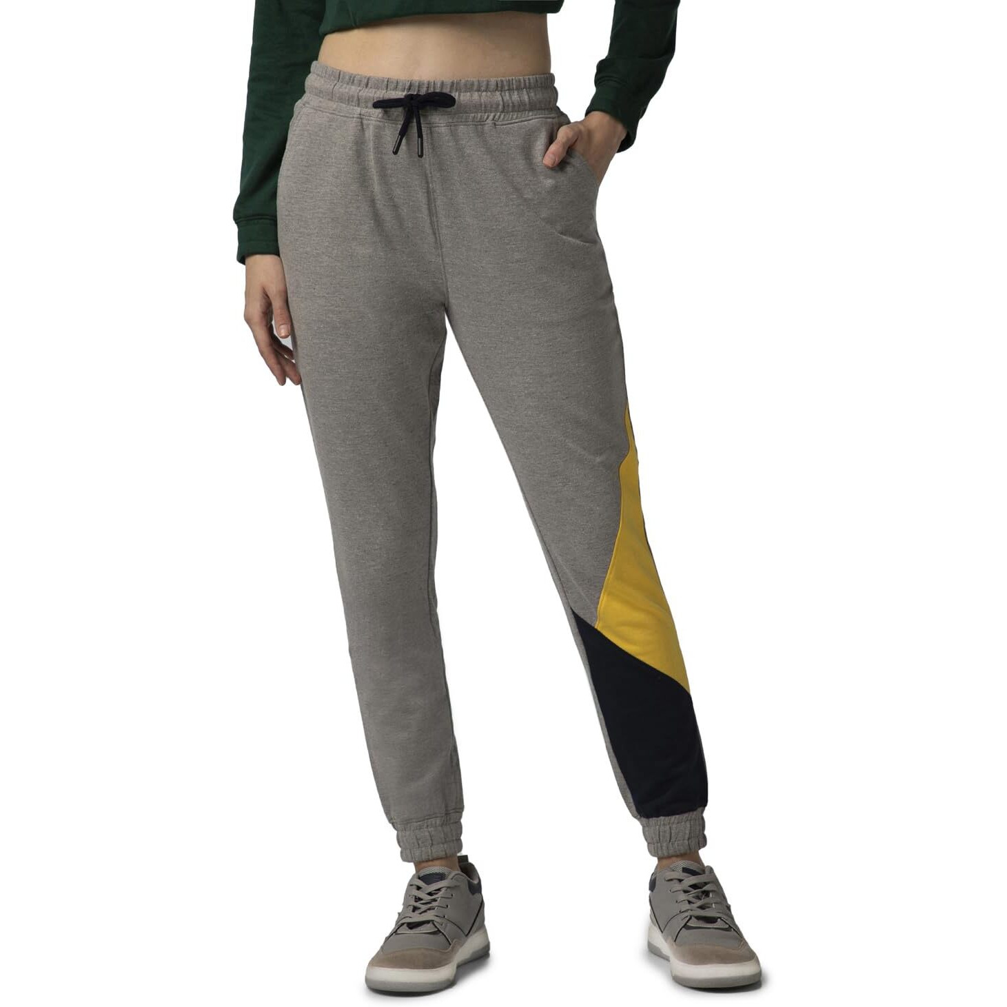 FYLTR Women's Asymmetric Colourblock Joggers with Elasticated Waistband & Contrast Drawcord
