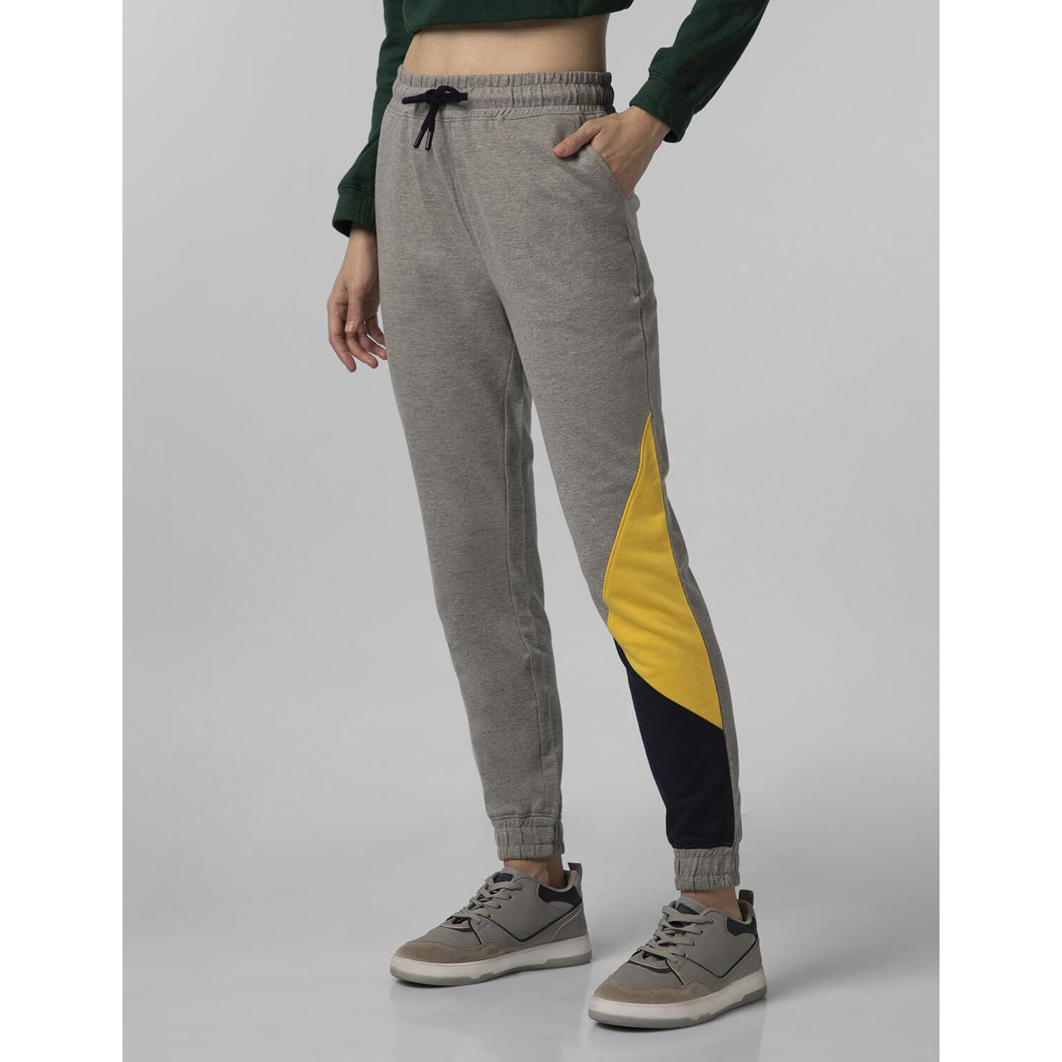 FYLTR Women's Asymmetric Colourblock Joggers with Elasticated Waistband & Contrast Drawcord