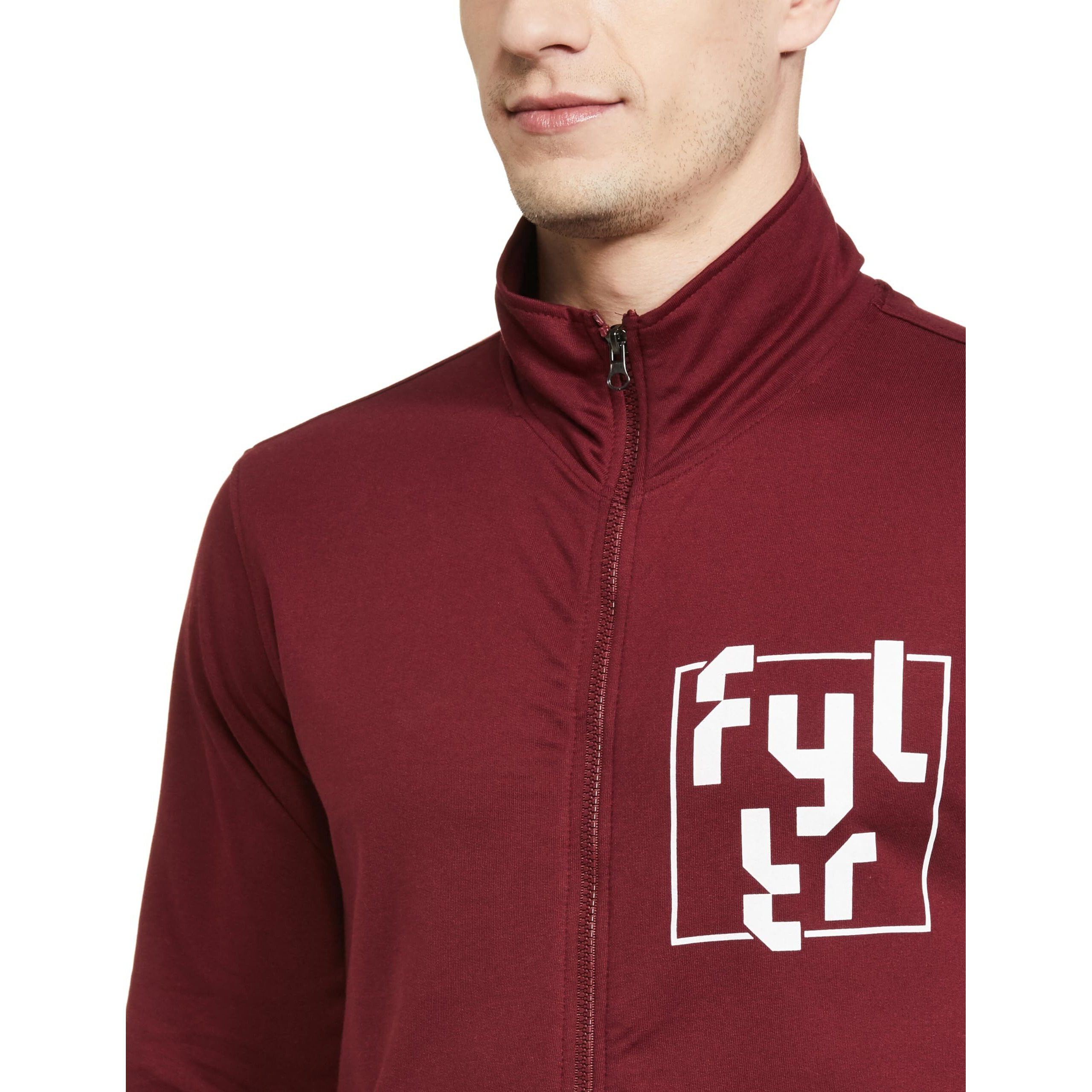 FYLTR Men's Casual Stand Collar Jacket With Rib Details - Full Zipper | Full Sleeve Branding | Casual Winterwear For Men