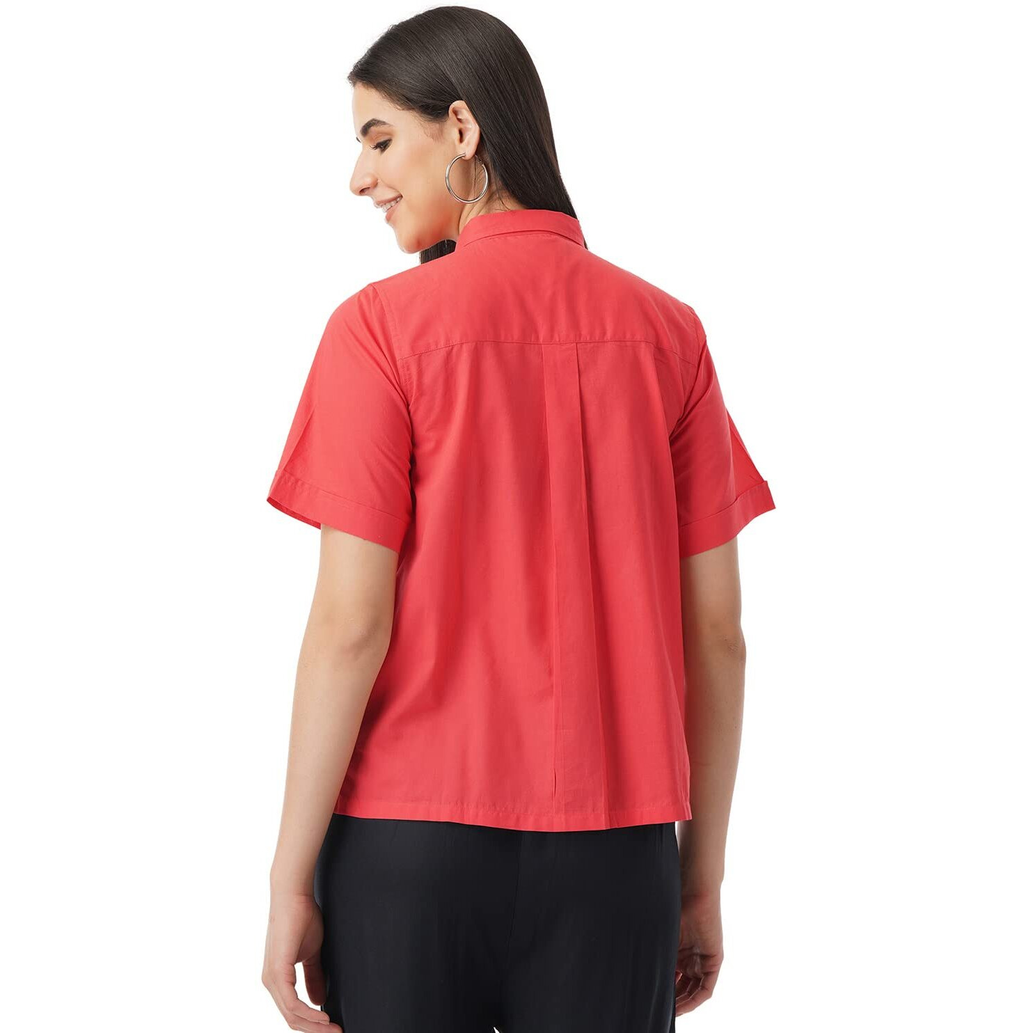 FYLTR Women's Solid Regular Fit Shirt (FYLSS23WB-012_Ruby Red M)