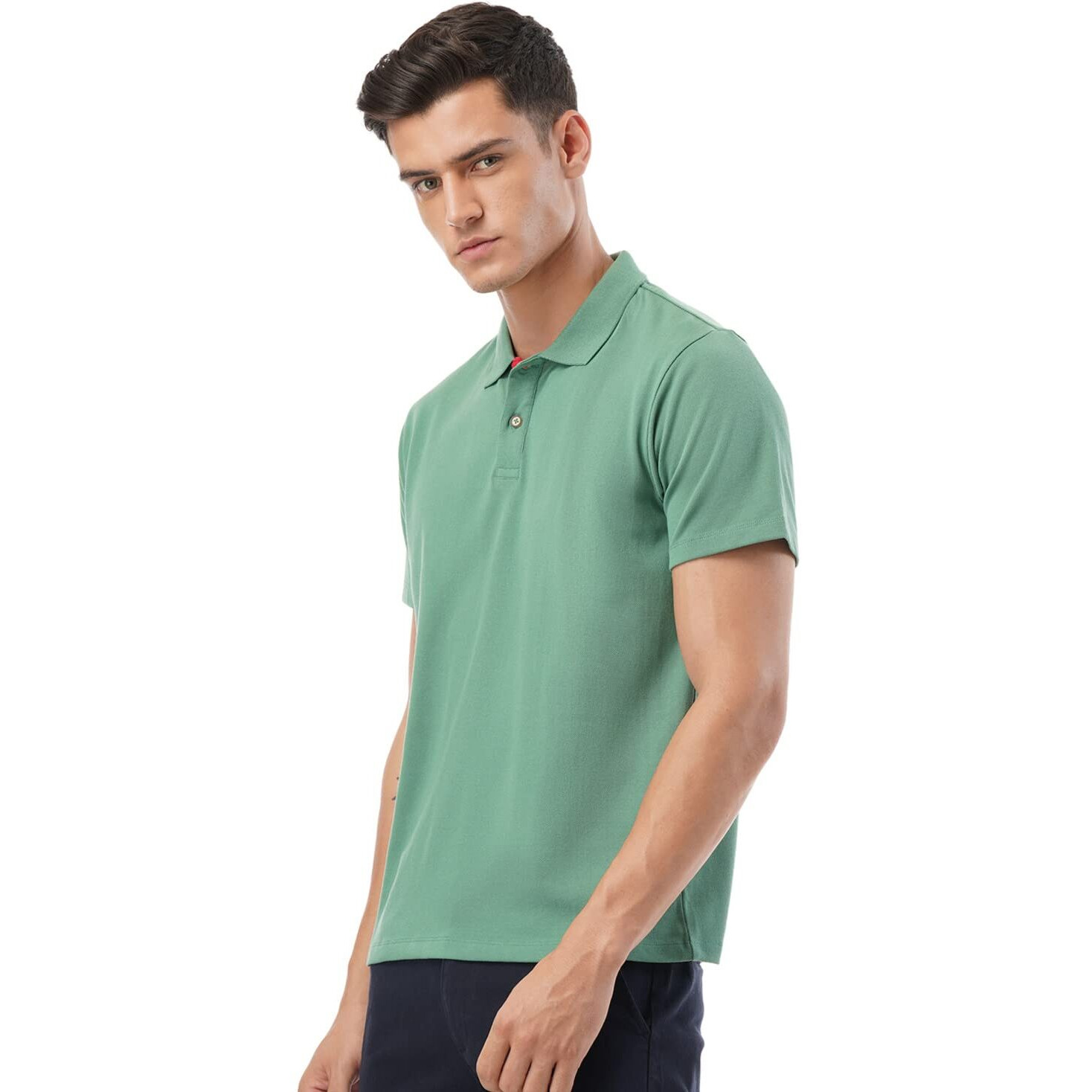 FYLTR Men's Solid Regular Fit Polo Shirt (FYLSS23MP-005_Serene Green S)