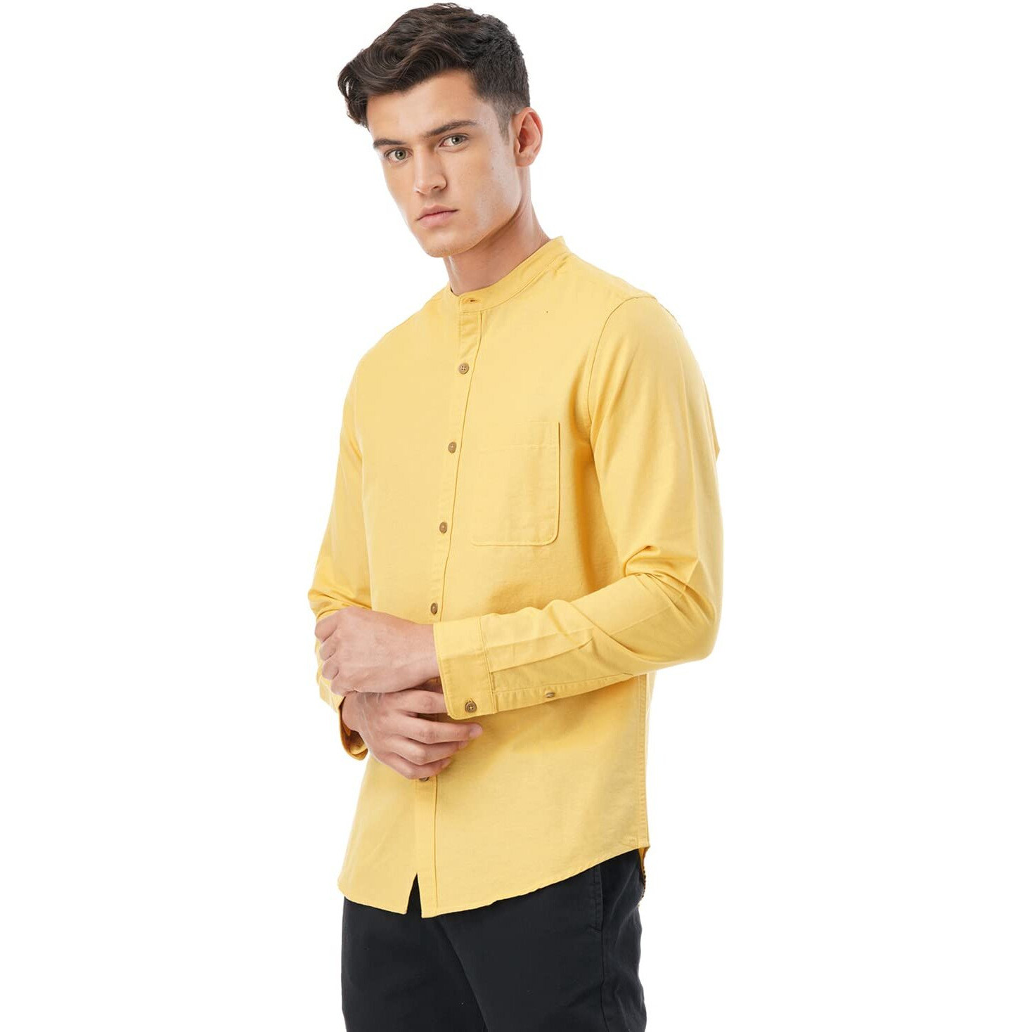 FYLTR Men's Solid Slim Fit 100% Cotton, Linen Look Casual Shirt