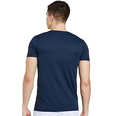 REVOLT Solid Slim Fit Men's Soft & Comfortable Round Neck T-Shirt-Gradation Print, Logo Branding (Midnight Navy, XL) (REVSS23-TEE-011