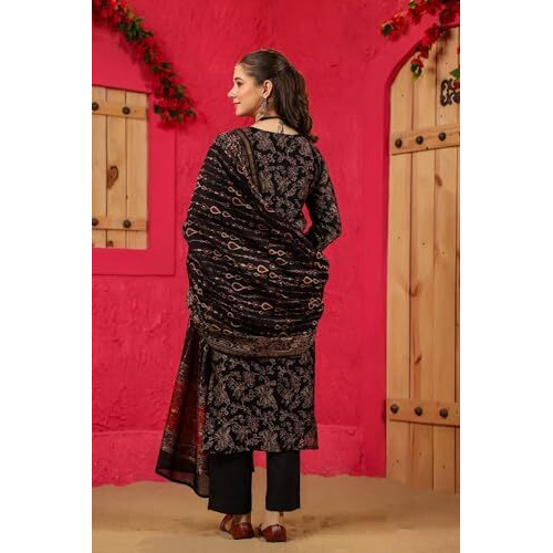 Kurta Set For Women || 3pic Kurta For Women (SSP-244-277-278) (Black, S)