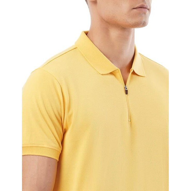 FYLTR Men's Solid Regular Fit Polo Shirt (FYLSS23MP-006_Golden Sunset XL)
