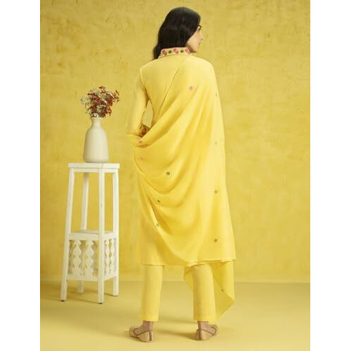 Kaari Cotton Womens Kurta Set (KAAAW24WSKD-78848_Surajmukhi Yellow