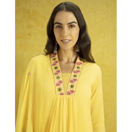 Kaari Cotton Womens Kurta Set (KAAAW24WSKD-78848_Surajmukhi Yellow