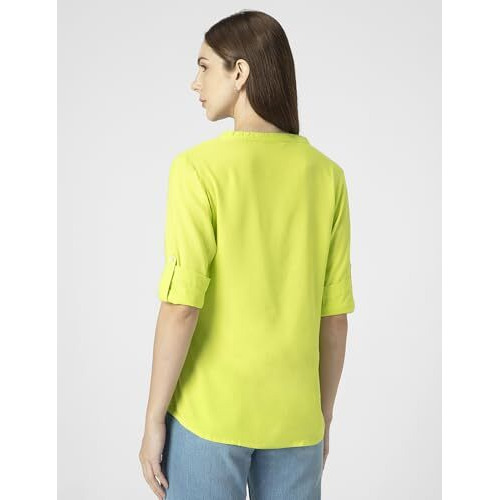 FYLTR Women's Solid Regular Fit Blouse (FYLSS23WB-025_Sunny Lime XL)