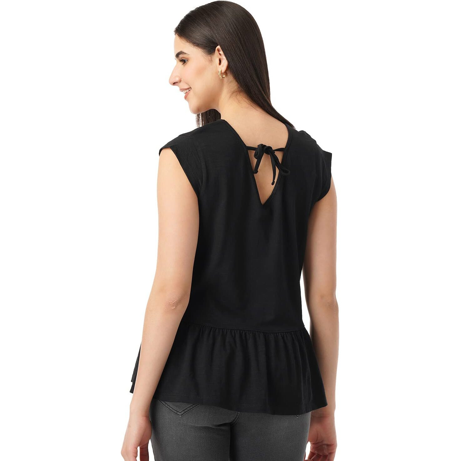 FYLTR Women's Solid Regular Fit Blouse (FYLSS23WKT-001_Black Heart M)