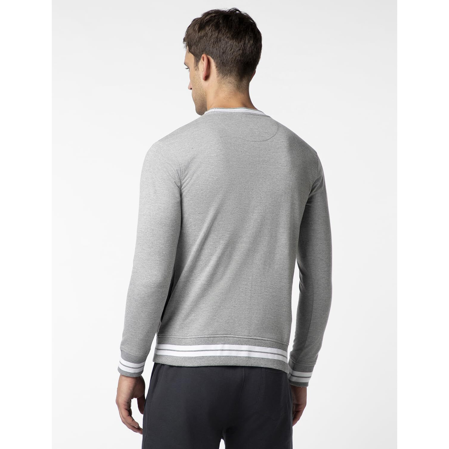 FYLTR Men's Crewneck Sweatshirt with Stripe Rib Detail - Full Sleeve | Utility Pockets | Casual Winterwear for Men
