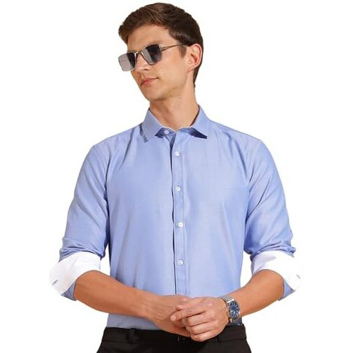 Formal Shirts for Men || Shirt for Men || Men Shirt (in, Alpha, S, Egyptian Blue)
