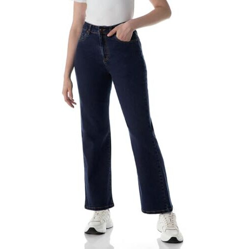 INKD Women's Wide Leg Jeans - High-Rise | Enzyme Wash | Classic 5 Pocket Styling (INKSS24WJN-407-Dark Knight-30)