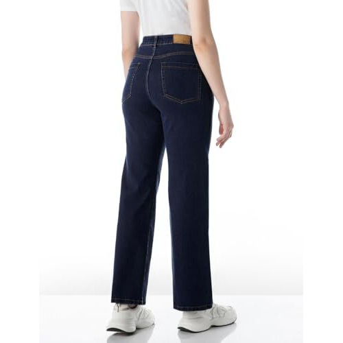 INKD Women's Wide Leg Jeans - High-Rise | Enzyme Wash | Classic 5 Pocket Styling (INKSS24WJN-407-Dark Knight-30)