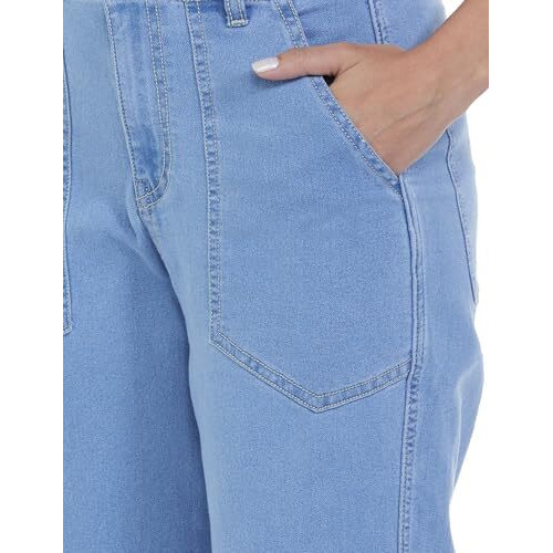 INKD Women's Straight Fit Jeans - High-Rise | Enzyme Wash (INKSS24WJN-408-Seaside Slate-28)