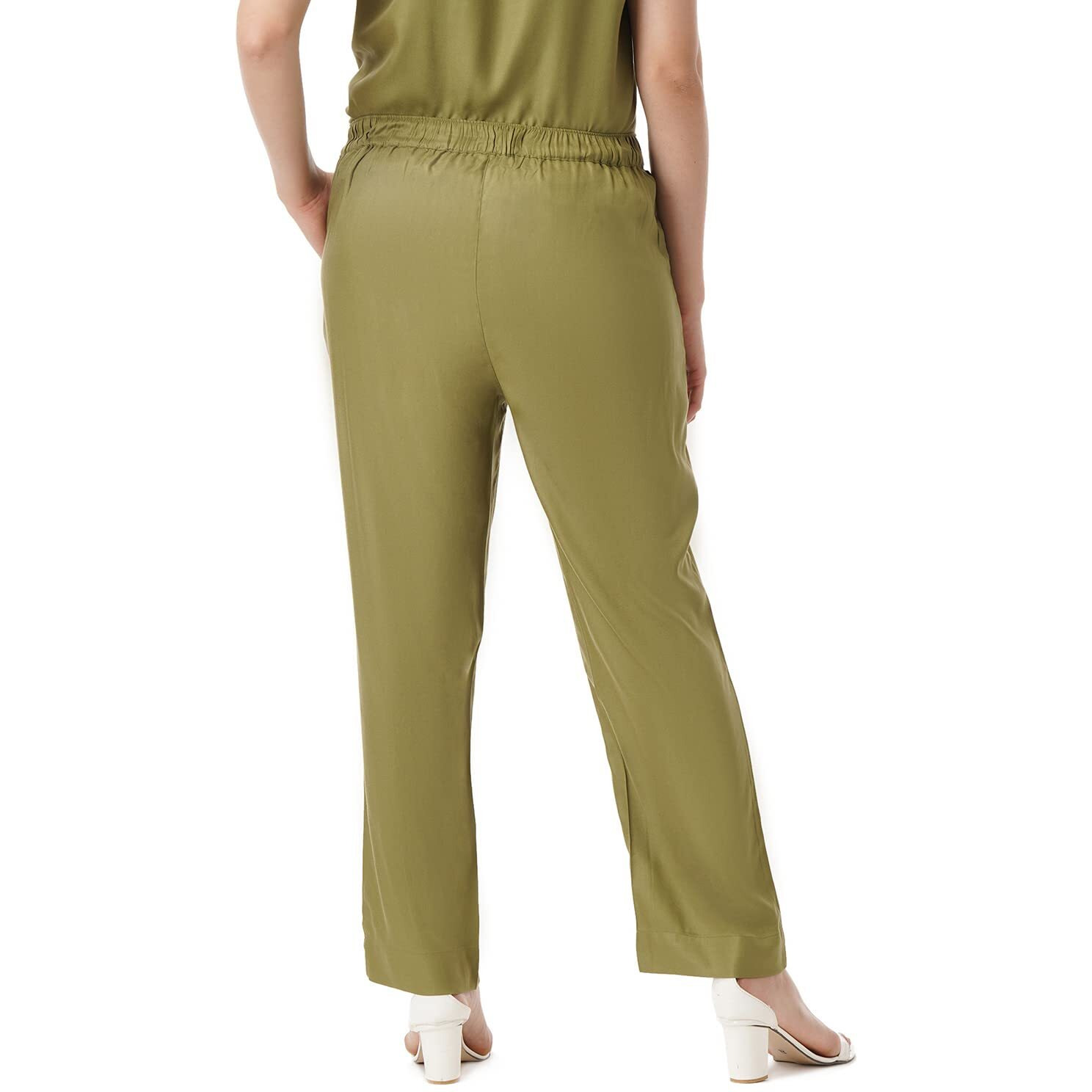 FYLTR Women's Pull-Up Pants -Soft Handfeel Regular Fit Casual Pants(Alive Olive, 34)