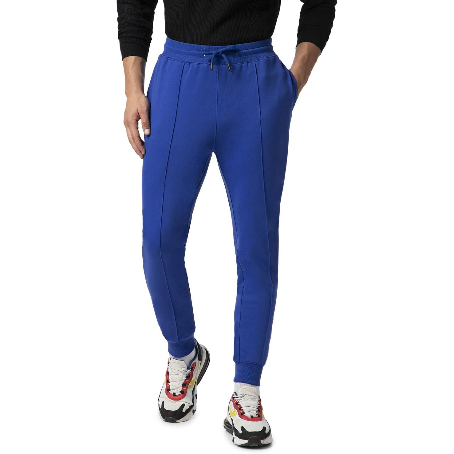 FYLTR Men's Casual Joggers with Pintuck Design - Elasticated Waist with Drawstring | Welt Back Pocket | Solid Color