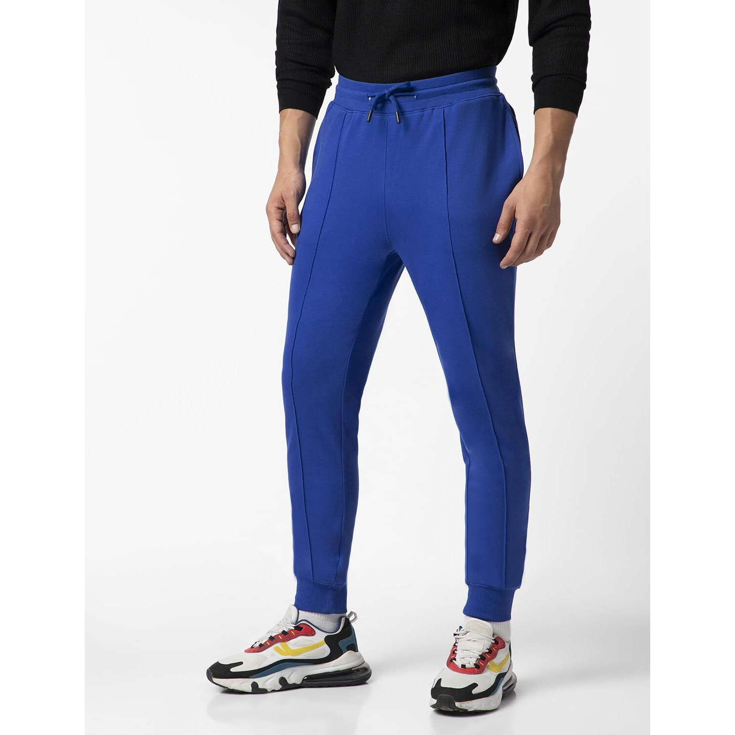 FYLTR Men's Casual Joggers with Pintuck Design - Elasticated Waist with Drawstring | Welt Back Pocket | Solid Color