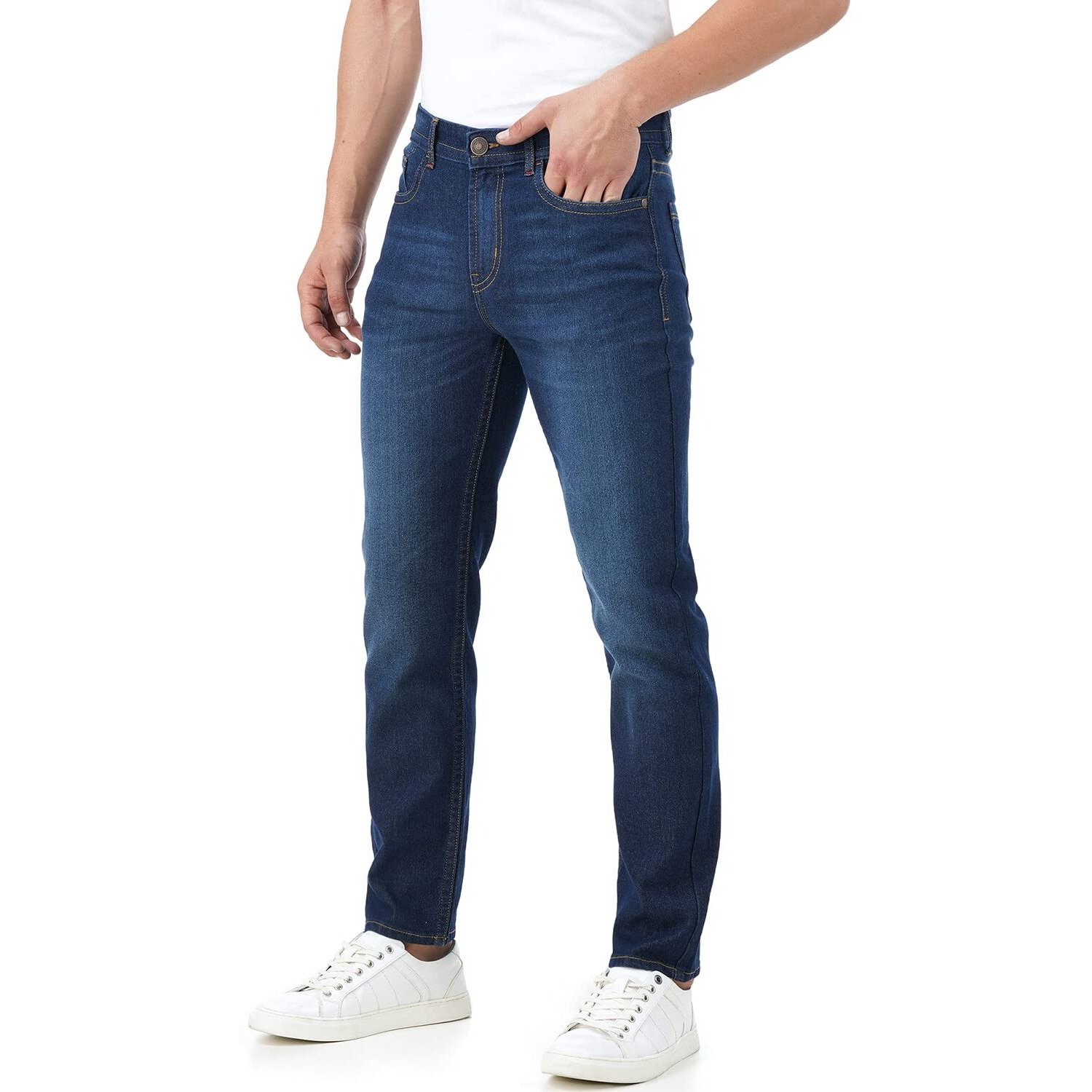 INKD Men's Lightweight Regular Fit Jeans (Aegean, 28)