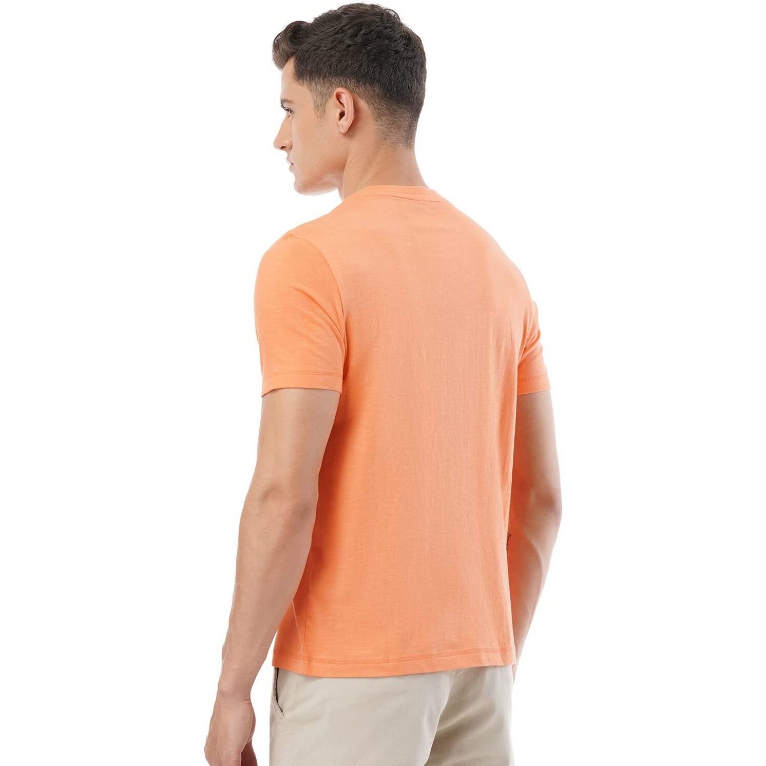 FYLTR Men's Solid Regular Fit T-Shirt (FYLSS23MTS-011_Peach Perfect M)