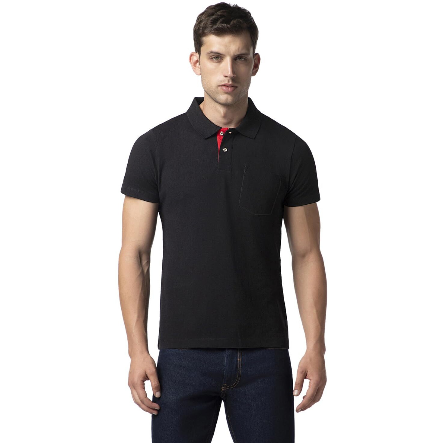 FYLTR Men's Solid Regular Fit Polo Shirt (FYLAW23MP-003_Black Beauty L)