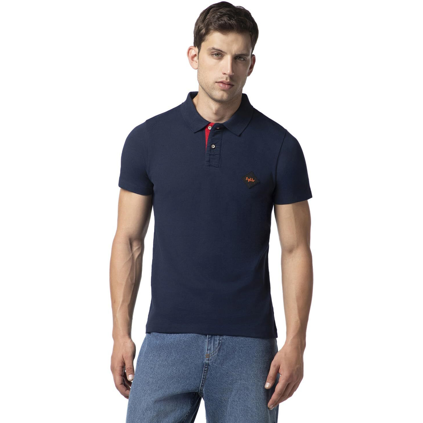 FYLTR Men's Solid Regular Fit Polo Shirt (FYLAW23MP-004_Atlantic Blue XL)