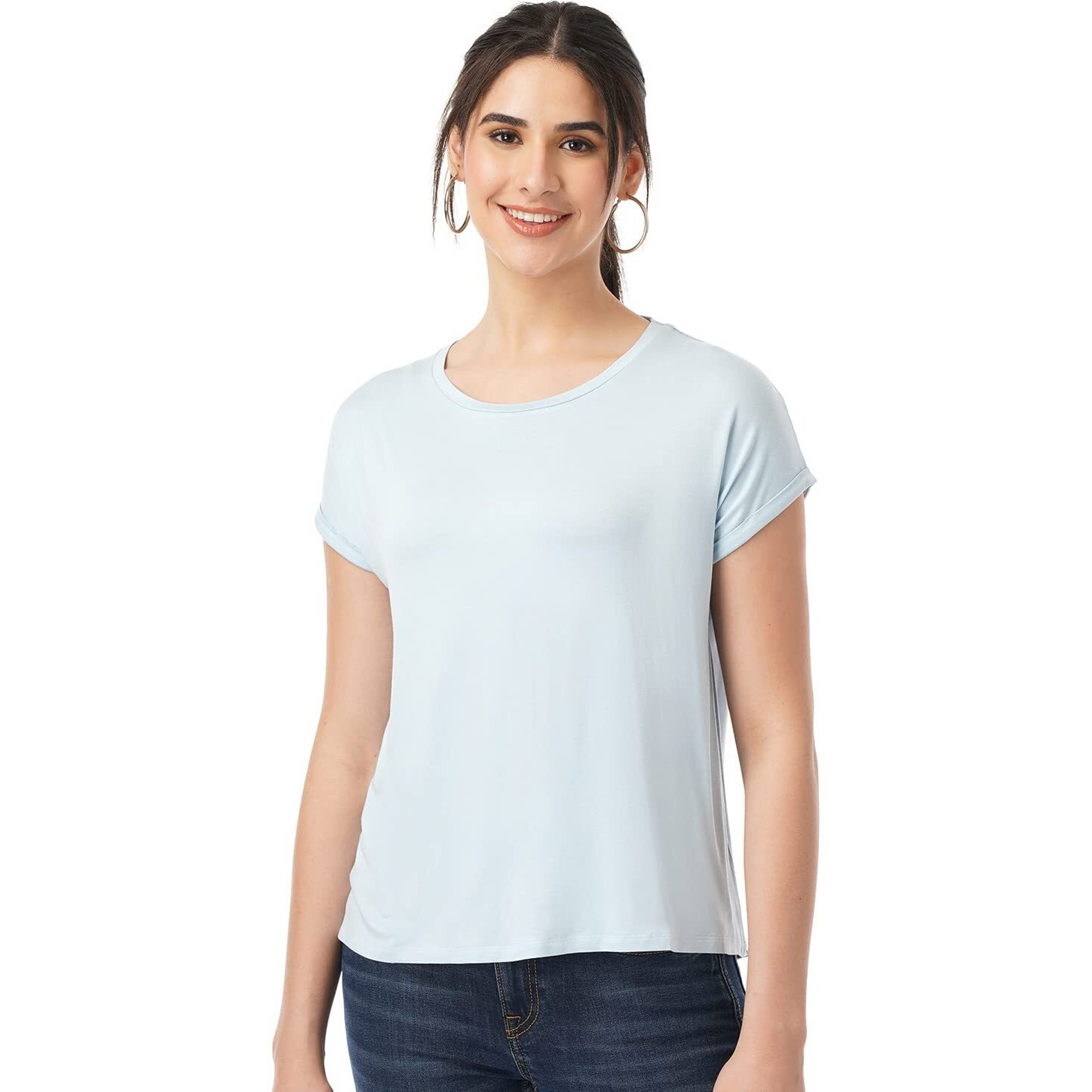 FYLTR Women's Solid Regular Fit Blouse (FYLSS23WKT-008_Happy Hue Blue M)