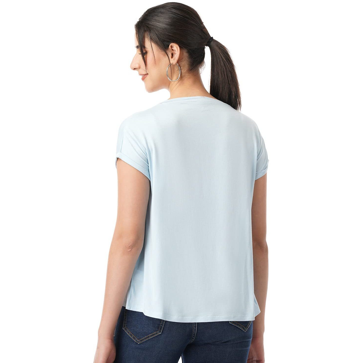 FYLTR Women's Solid Regular Fit Blouse (FYLSS23WKT-008_Happy Hue Blue M)