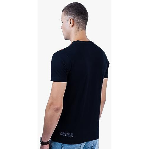 REVOLT Solid Slim Fit Men's Casual Round Neck 100% Cotton T-Shirt-Shoulder Print (Jet Black, S) (REVSS23-TEE-003