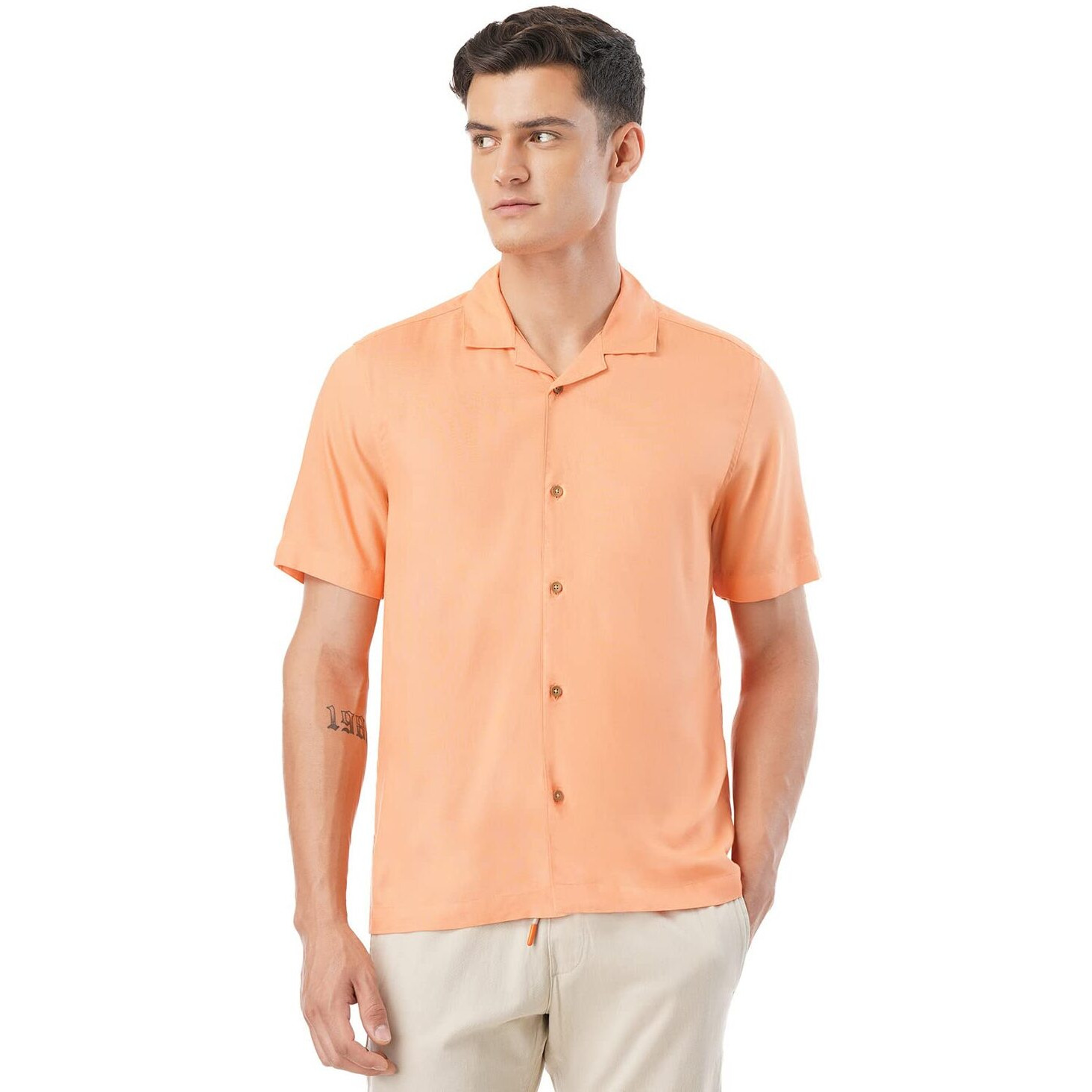 FYLTR Men's Solid Regular Fit Shirt (FYLSS23MS-016_Strange Orange S)