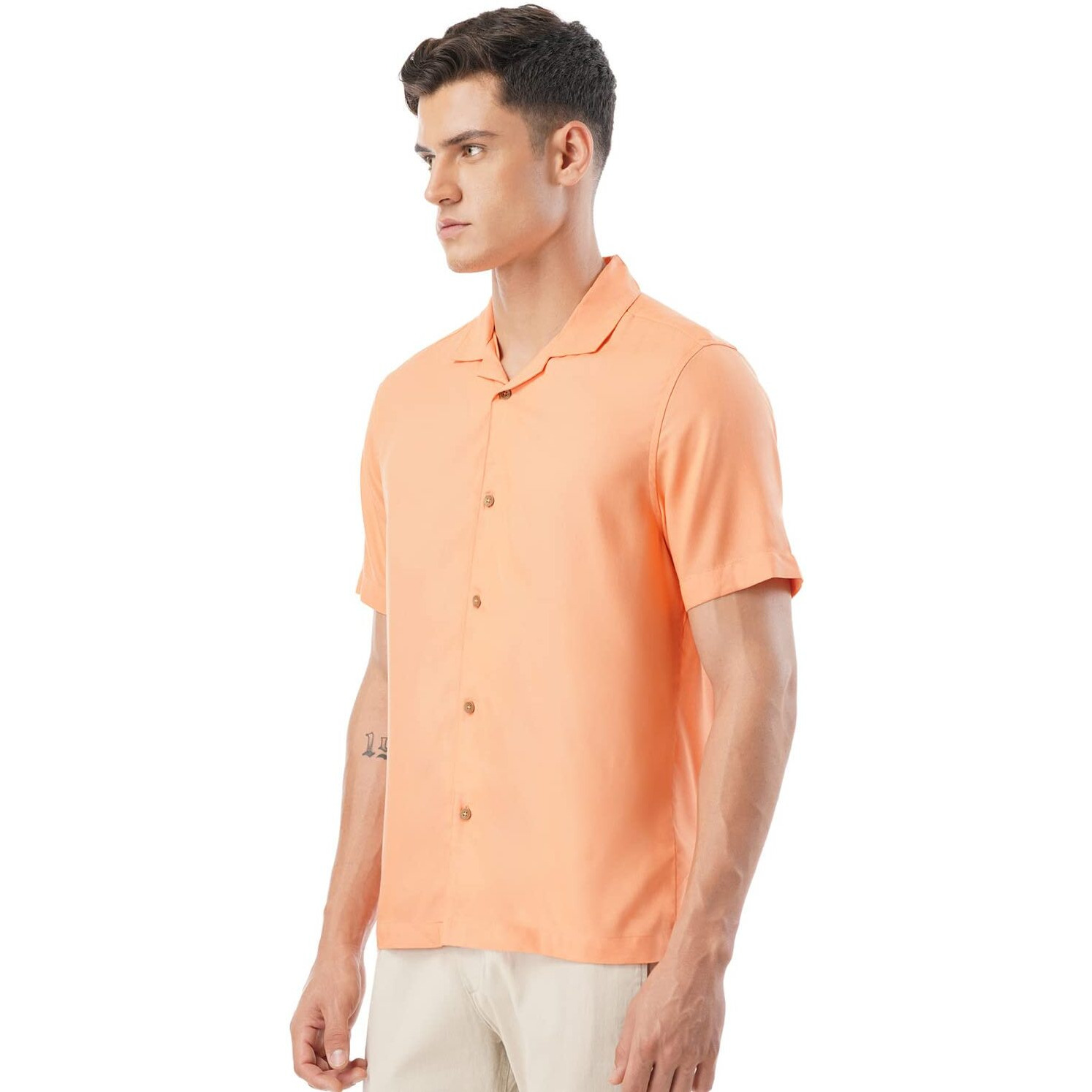 FYLTR Men's Solid Regular Fit Shirt (FYLSS23MS-016_Strange Orange S)