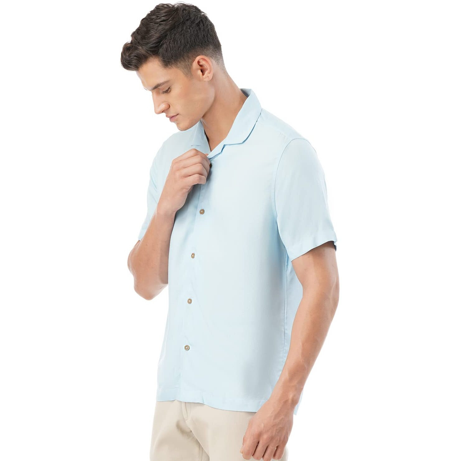 FYLTR Men's Solid Regular Fit Shirt (FYLSS23MS-016_Cool Blue XXL)