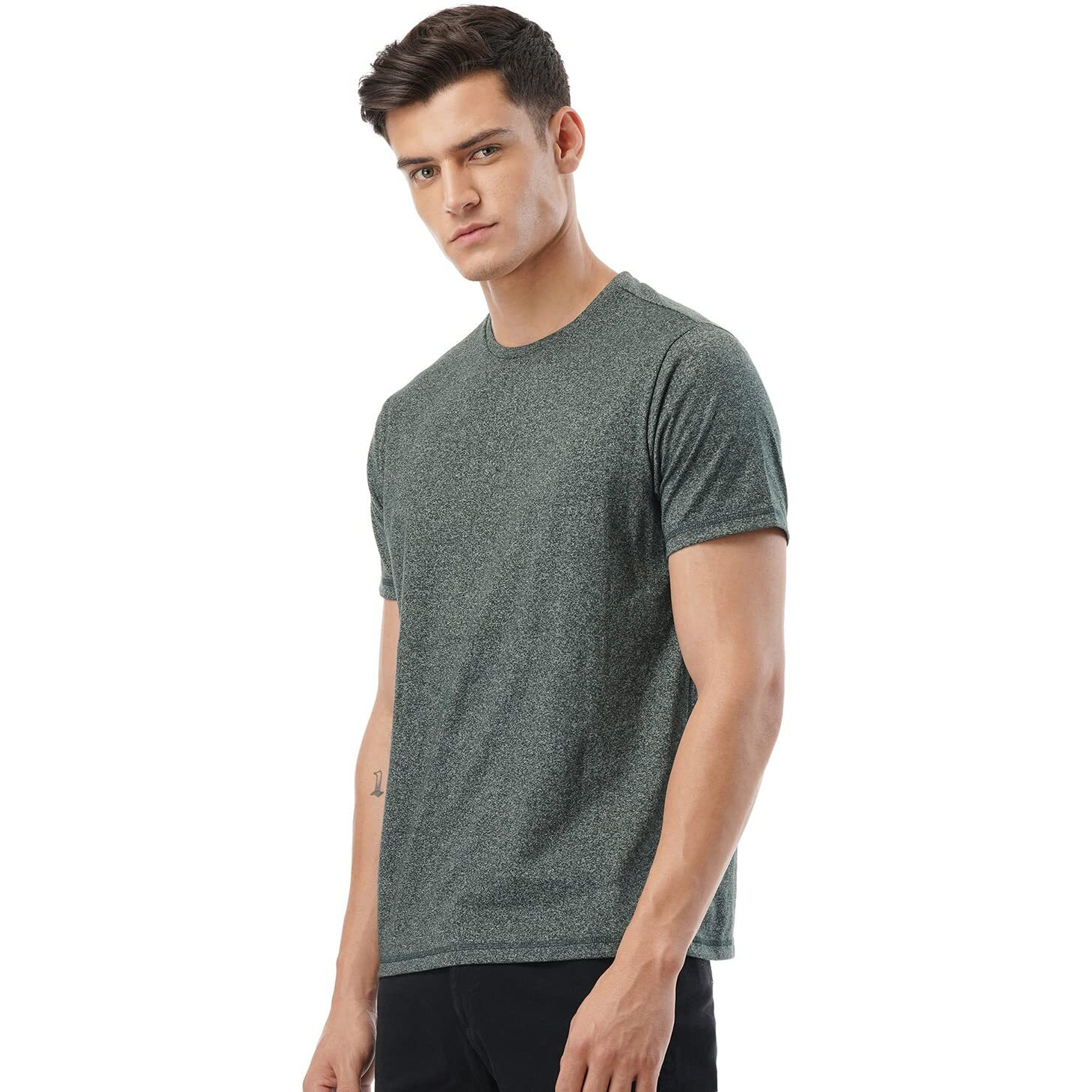 FYLTR Men's Solid Regular Fit T-Shirt (FYLSS23MTS-010_Evergreen S)