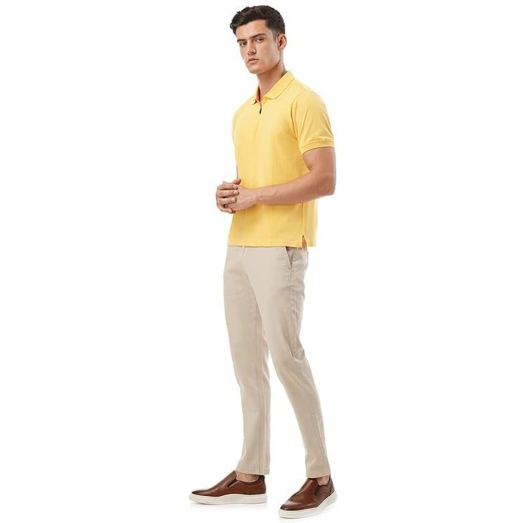FYLTR Men's Solid Regular Fit Polo Shirt (FYLSS23MP-006_Golden Sunset 2XL)