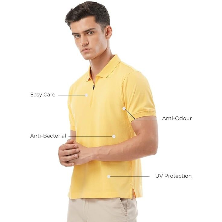 FYLTR Men's Solid Regular Fit Polo Shirt (FYLSS23MP-006_Golden Sunset 2XL)
