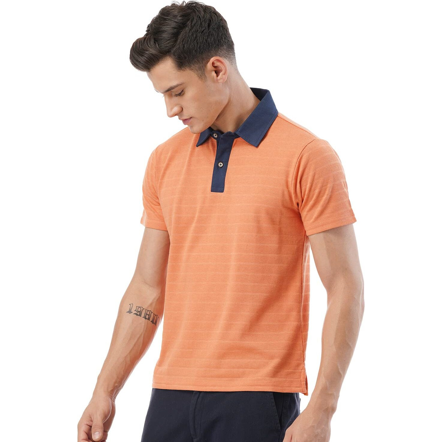 FYLTR Men's Solid Regular Fit Polo Shirt (FYLSS23MP-009_Peach Perfect M)