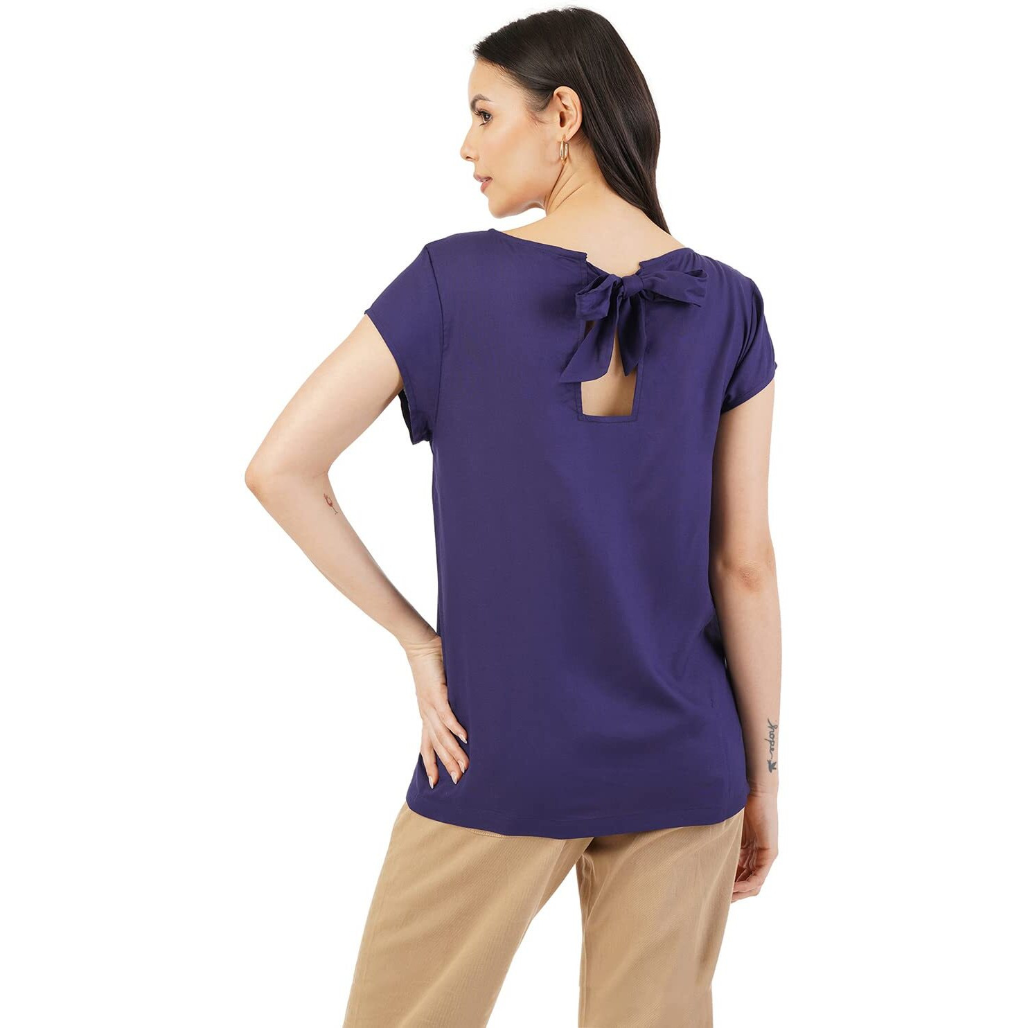 FYLTR Women's Solid Regular Fit Blouse (FYLSS23WB-017_Heavy Navy XL)