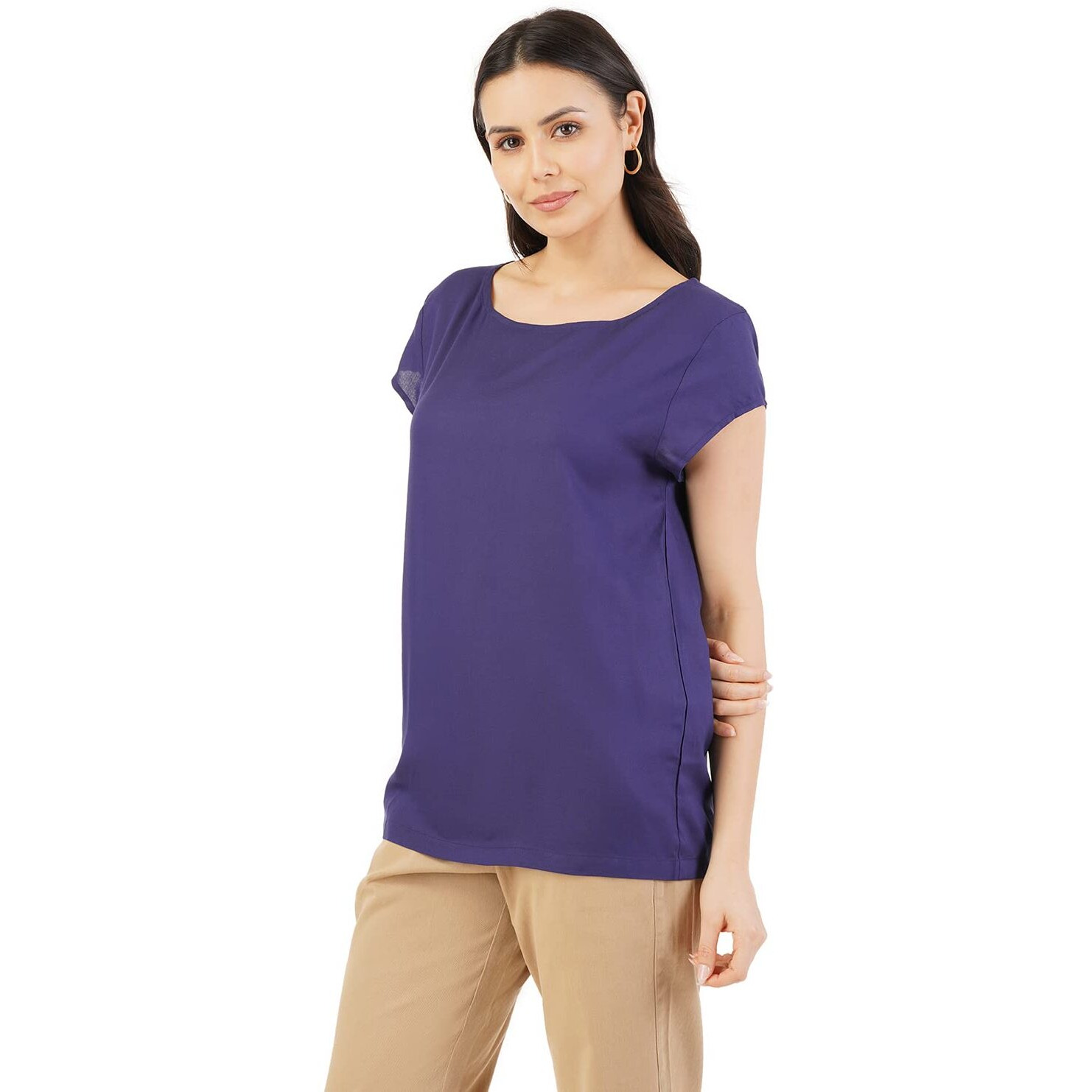 FYLTR Women's Solid Regular Fit Blouse (FYLSS23WB-017_Heavy Navy XL)