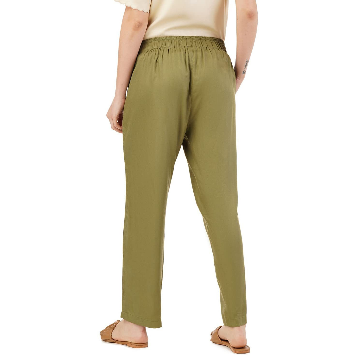 FYLTR Women's Regular Pants (FYLSS23WP-027_Alive Olive_28)