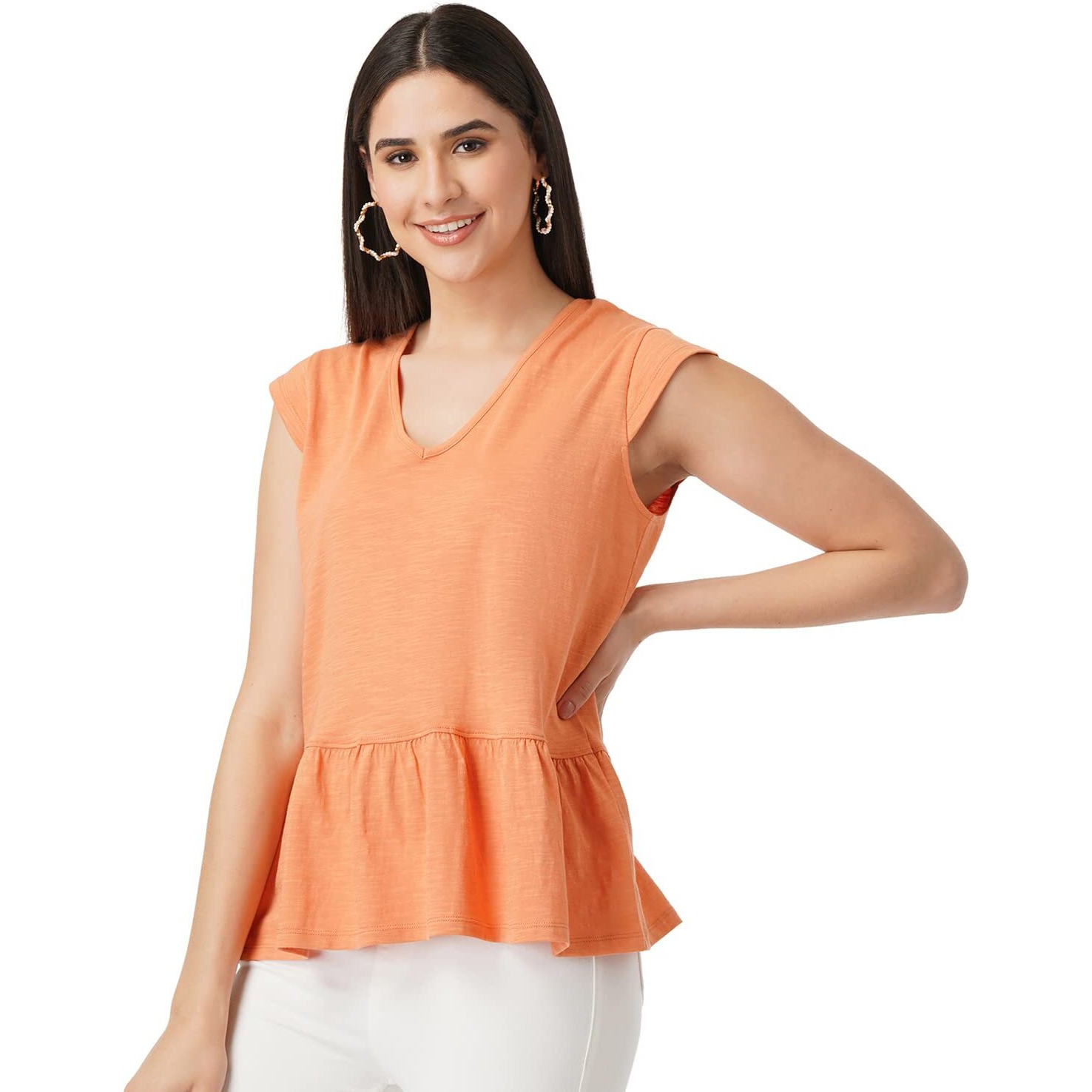 FYLTR Women's Solid Regular Fit Blouse (FYLSS23WKT-001_Strange Orange XL)