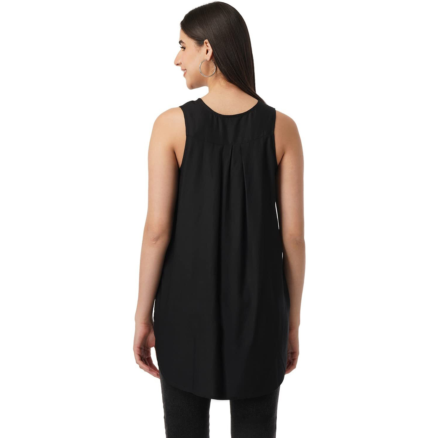 FYLTR Women's Solid Regular Fit Blouse (FYLSS23WB-014_Black Heart L)