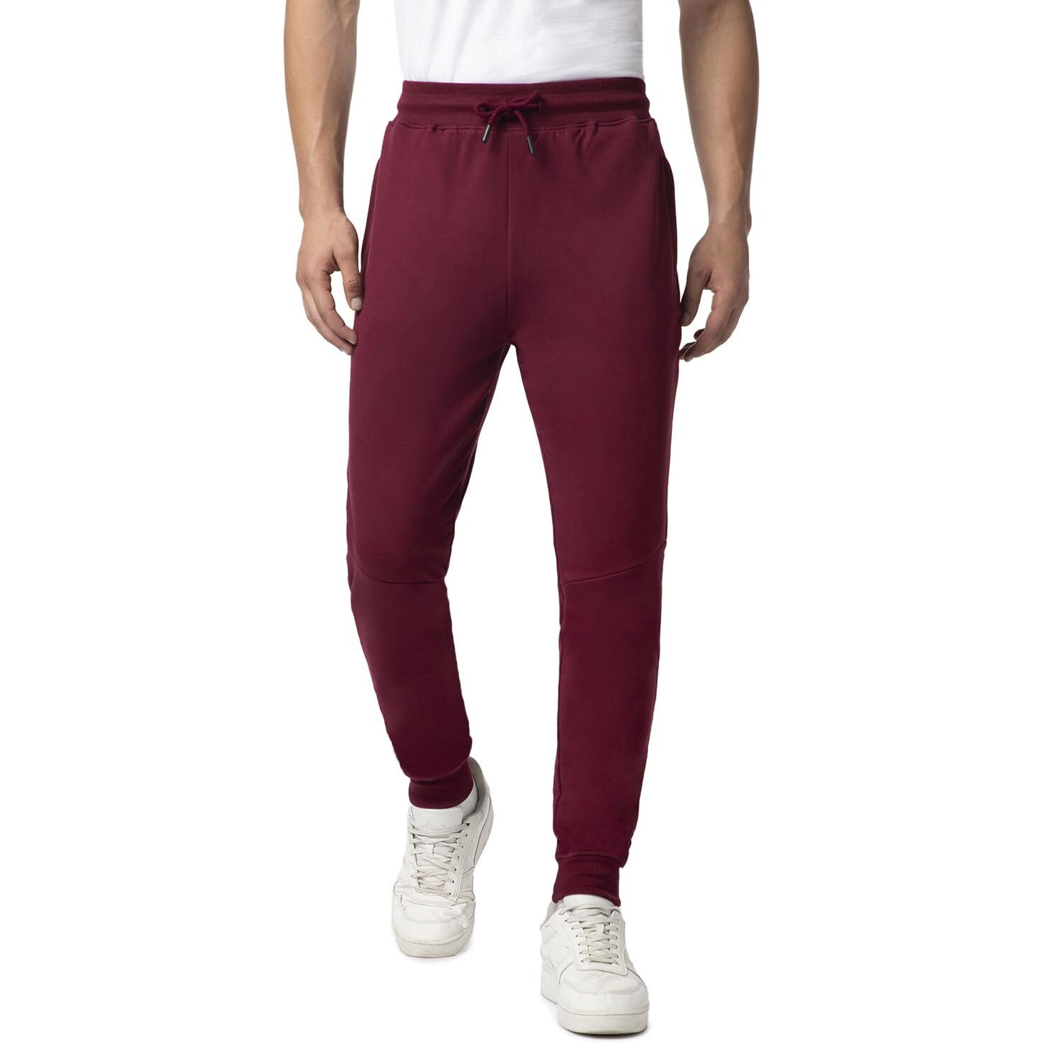 FYLTR Men's Casual Straight Leg Joggers with Stripe Tape Detail - Elasticated Waist with Drawstring | Zip Pockets | Solid Color